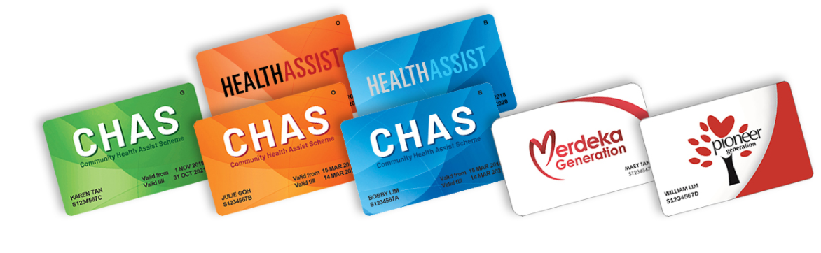 Government subsidy cards — Merdeka, CHAS, Pioneer Generation